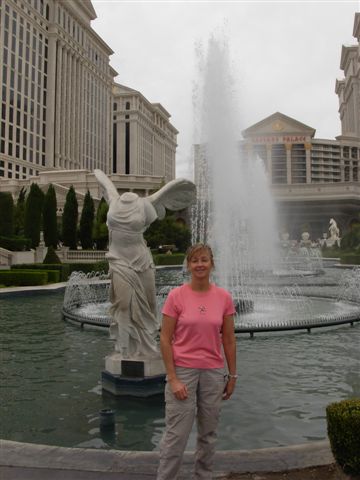 Kathy M in front of Caesar's Palace